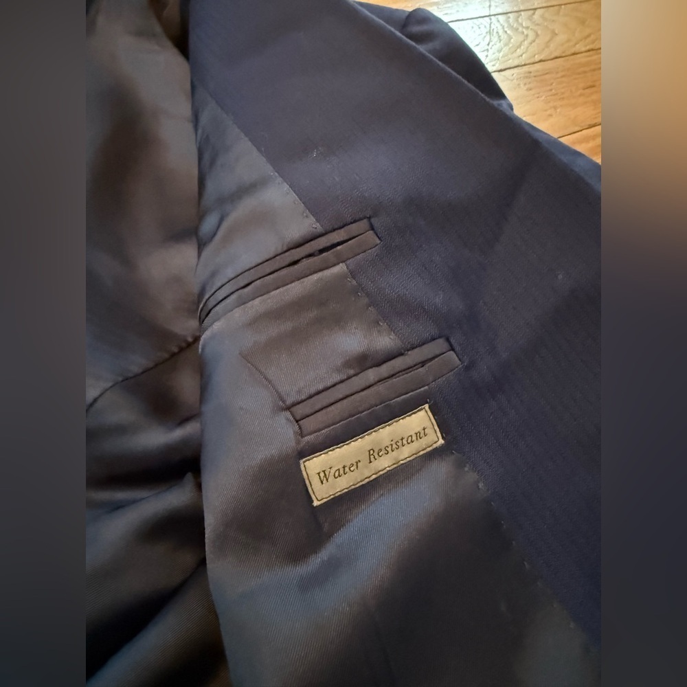 CANALI Travel + Water Resistant Navy Blue Striped Wool Sport Coat Men’s Size 46R - Picture 7 of 15